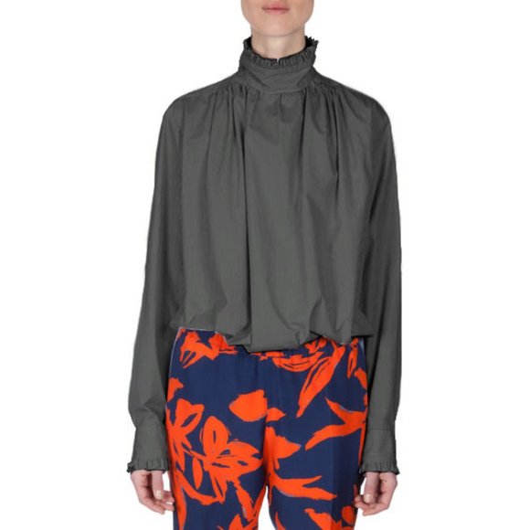 Dries Van Noten Tops - Dries van Noten high ruffle collar Surgeon's shirt blouse